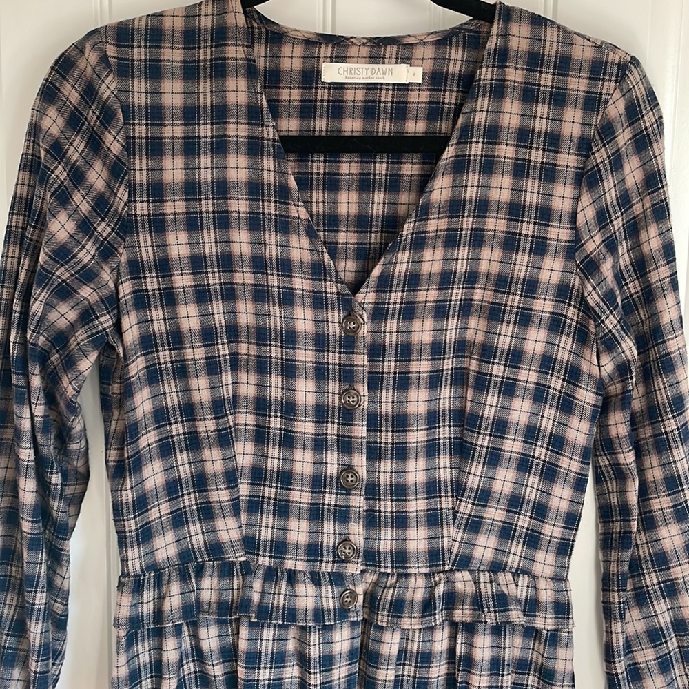 Christy Dawn Juniper Dress in Winter Plaid- flannel -rare prairie plaid